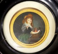 Pair of prints of silhouettes of young gentleman and older man in uniform,