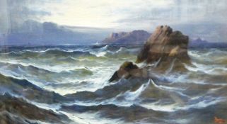 Unattributed (early 20th century) Oil on canvas Seascape with waves hitting rocks,