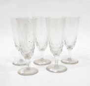 Set of eight 19th century ale glasses, each with thumb-cut decoration and etched with 