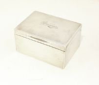 George V silver bridge box, rectangular, inscribed to the top 
