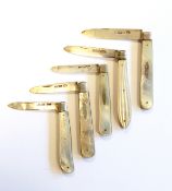 William IV silver-bladed folding fruit knife with mother-of-pearl scales, engraved 