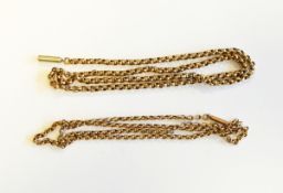 Gold-coloured belcher link chain (unmarked), 9.