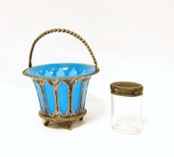 German silver topped dressing table jar, cut glass,