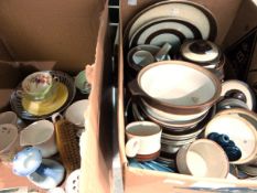 Denby stoneware part dinner service, brown with speckled bands,