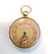 Victorian 18ct gold open-faced pocket watch, case marked for Chester 1888,