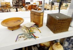 A quantity of collectables including a pair of vintage ice skates, pewter mug, money box,