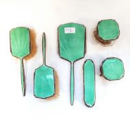 Walker & Hall dressing table set with some silver-mounted and some silver-plated items to include