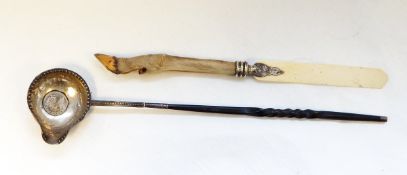 Silver punch ladle inset with a Queen Anne coin 1711,