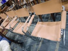Set of four 1960's Marcel Breuer-style chrome and leather chairs