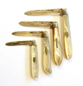 Victorian silver-bladed folding fruit knife with mother-of-pearl handle,