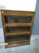 Oak three-section Globe Wernicke-style bookcase,