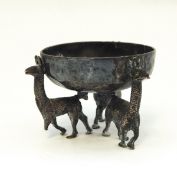 Silver inkstand, London 1930 of rectangular form with rope-twist borders,