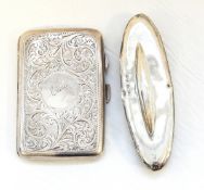 George V silver cigarette case with foliate scrollwork engraving, Birmingham 1917,