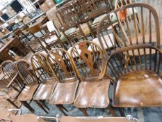 Set of three antique Windsor hardwood dining chairs with pierced splat backs and matching pierced