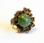 9ct gold and turquoise ring,