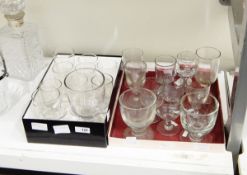 Near pair of Georgian rummers on triple ring stems, 11cm high,