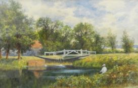 George Parsons Norman (1840-1914) Pair of watercolours One a castle and church with river in