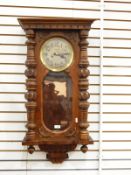 German wall clock, the silvered dial with Arabic numerals and inscribed 