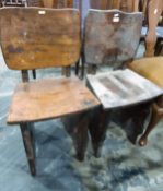 Pair of oak hall seats