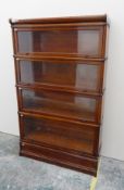 Oak four-sectional glazed Globe-Wernicke-style bookcase