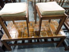 20th century tile-topped coffee table with undershelf,
