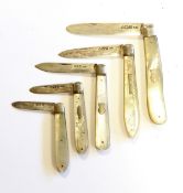 Edward VII silver-bladed folding fruit knife with mother-of-pearl scales,