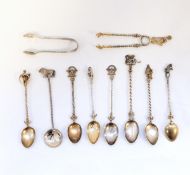 Various Georgian and later teaspoons, sugar nips, etc.
