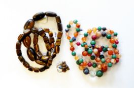 String of graduated beads including lapis, cornelian, jade and crystal,