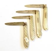 Victorian silver-bladed folding fruit knife with engraved mother-of-pearl scales,