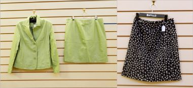 Apple green leather suit by Dialogue,