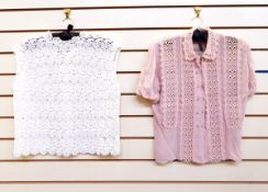 White crocheted sleeveless 1960's top,