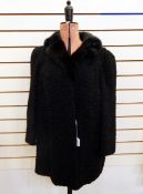 Vintage black astrakhan coat with black mink collar