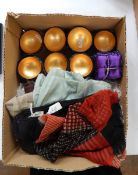 Vintage Jaeger scarf, a vintage chiffon scarf, various other scarves,