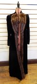 1920's black velvet evening coat faced with fur
