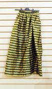 Hardy Ames green and gold striped taffeta evening skirt, labelled Made In France,