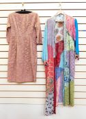 Vintage cocktail dress with lace over satin and a patchwork dressing gown (2)