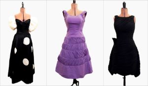 Jarin black and cream evening dress with applique rose,