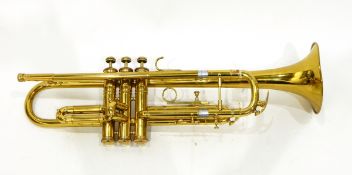 Brass trumpet with engraved decoration,