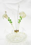 Late Victorian cranberry glass epergne,