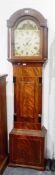George III inlaid mahogany longcase clock with broken arch pediment,