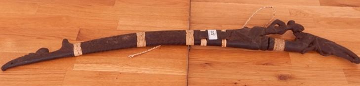 Eastern sword with engraved curved blade,