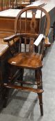 Child's Windsor high chair with pierced splat,