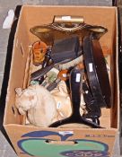 Ebonised wood part dressing table set, a large conch shell,