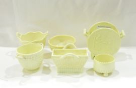 Sowerby pressed glass two-handled vase of moon design,