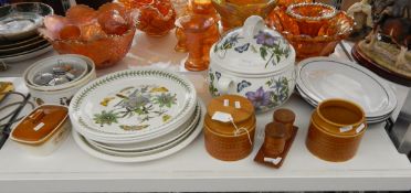 Hornsea storage jar, Hornsea cruet set with wooden stand,