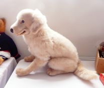 Large plush seated dog,