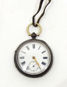 Silver open-faced pocket watch,