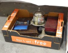 Plated biscuit barrel with Carltons Fantasia Ware ceramic body decorated with flower fairies and