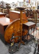 Edwardian walnut lady's sewing table on turned supports with shelf below,
