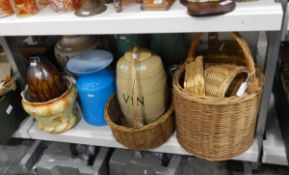 Pressed glass hanging lamp, two large turquoise vases, a glass turquoise vase,